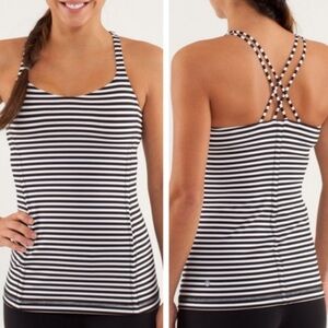 Lululemon Free to Be Tank Top in Classic Black & White Stripe - Size 6